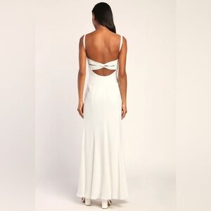 Lulus White Evening Gown Twist Open Back - size XL